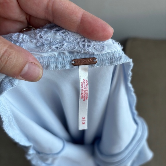 reserved Free People Powder Blue Arabella Lace Trim Midi Dress - Picture 2 of 8